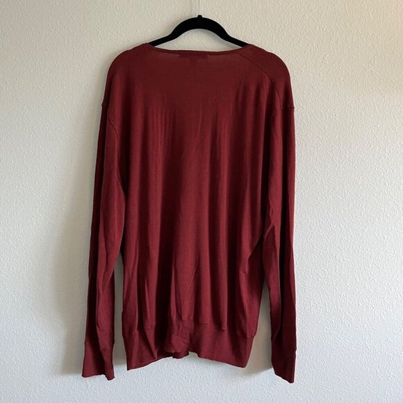 John Varvatos 100% Merino Wool V-Neck Sweater Red Rust Long Sleeve Size XL - Picture 7 of 12